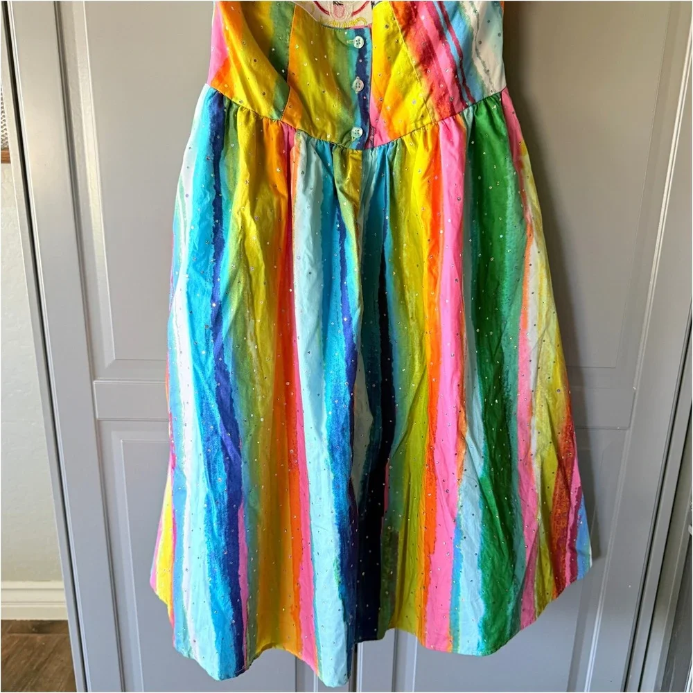 Bloome de Jeune Girls Goofy's Candy Rainbow Stripe Embellished Halter Dress, 16